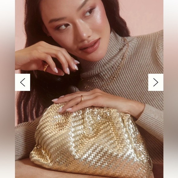 Anthropologie the Frankie RSVP Woven Gold Crossbody Clutch bag - Picture 3 of 8